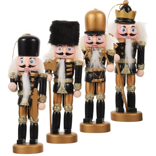 Didiseaon 4pcs Christmas Nutcracker Soldier Puppet Wood Nutcracker Figurines Hanging Decor for Christmas Tree, Xmas Shelves Tables Decor | Amazon (US)