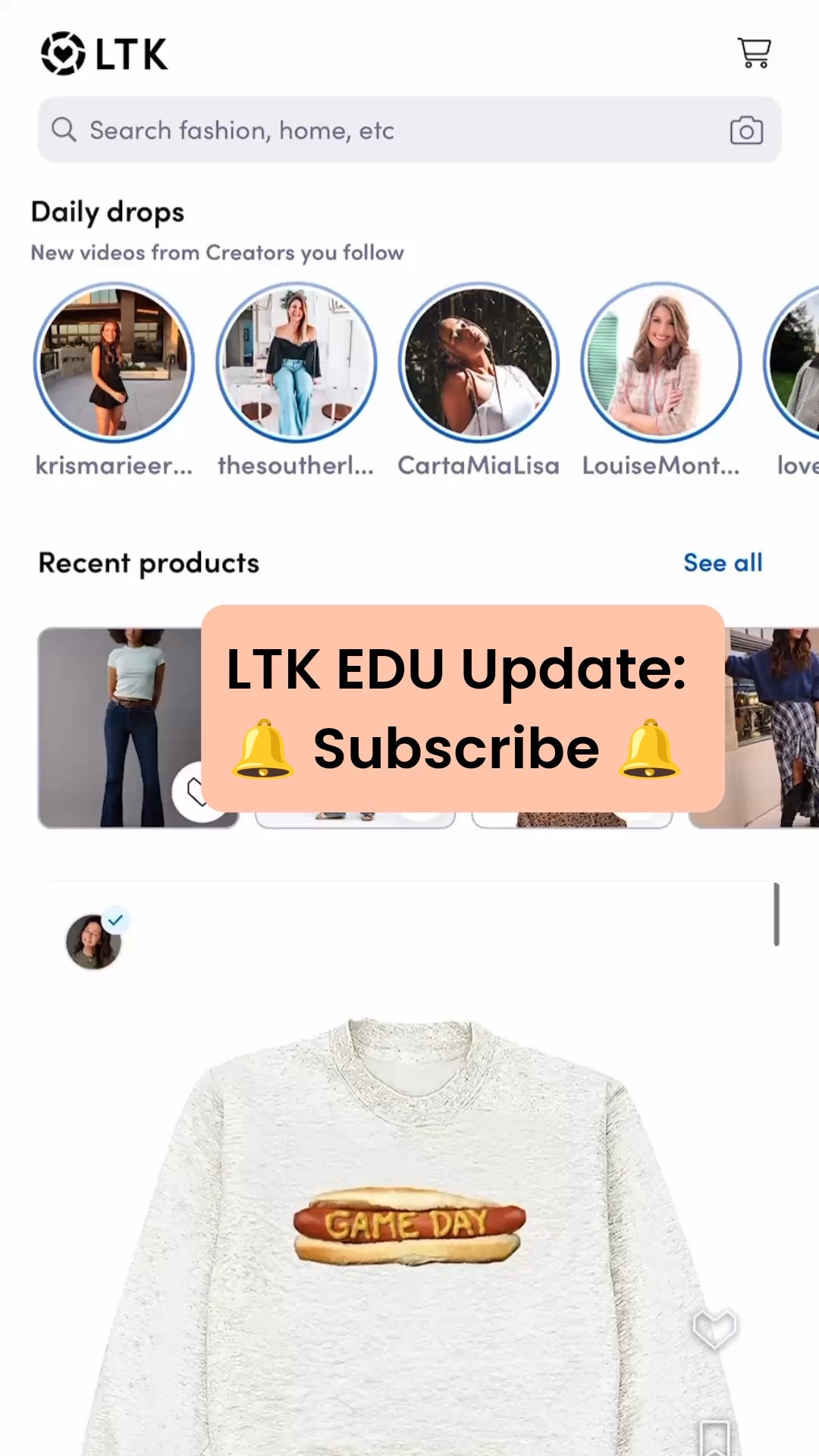 LTK EDU : check out the new subscription feature! By clicking on the bell at the top of my profile, you will be the first to know when new content is uploaded 🫶🏻

#LTKFindsUnder50 #LTKOver40