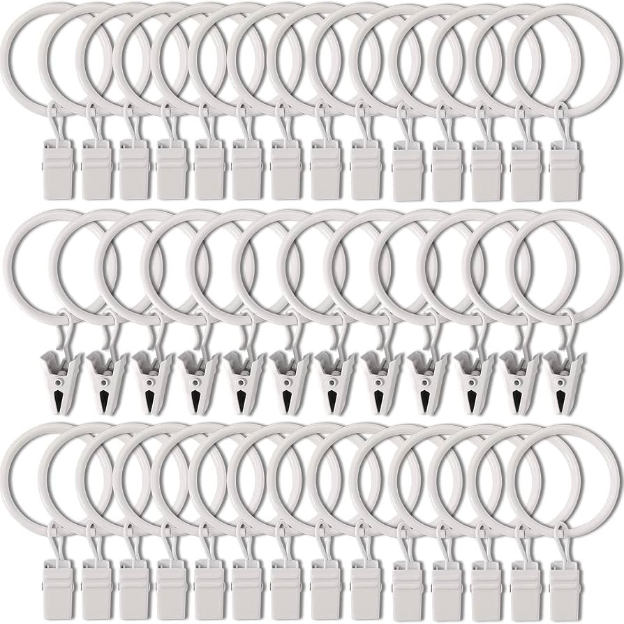 40 Pack Curtain Rings with Clips, Drapery Clips with Rings, Drapes Rings 1.26 in Interior Diamete... | Amazon (US)
