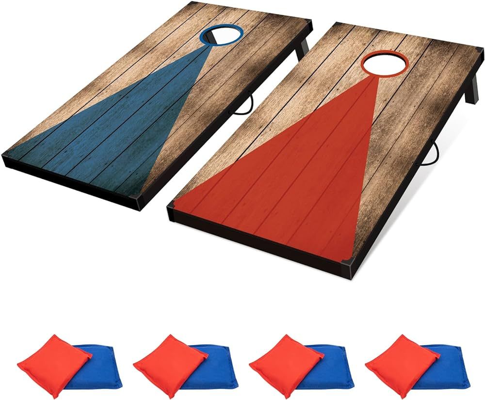 Cornhole Boards Set - 3x2ft MDF Wood Cornhole Set, Regulation Corn Hole Outdoor Game Set w/8 Bean... | Amazon (US)