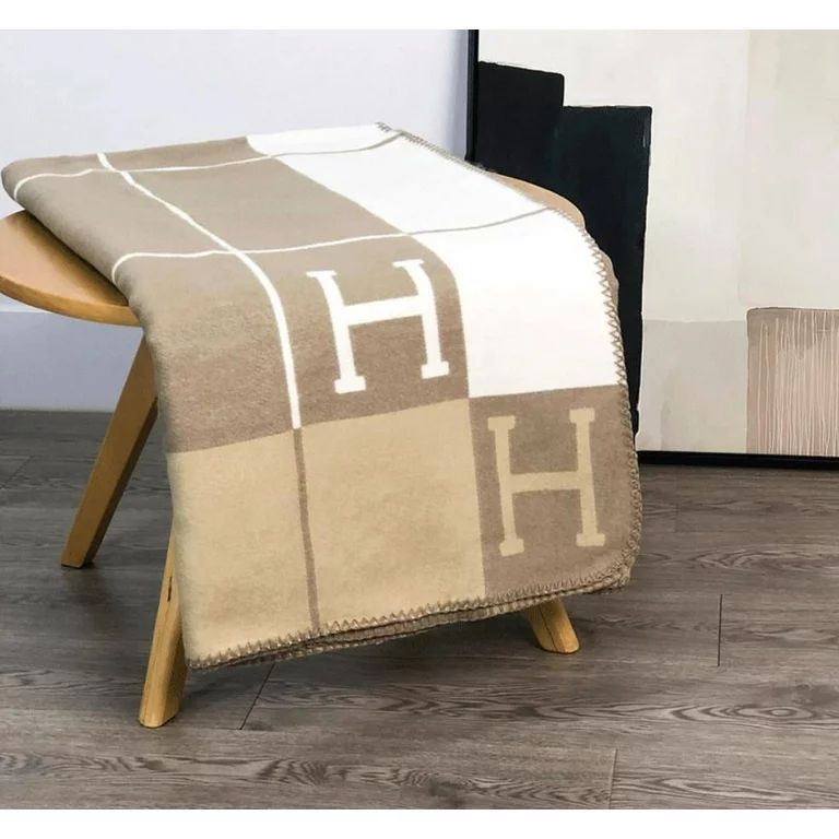 New large  H letter Checked  print wool blanket Thick Warm Outdoor lunch Blanket | Walmart (US)
