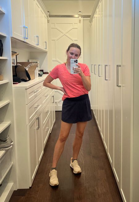 Outfit for pickleball today! These Amazon Essentials workout tops come in a pack of two for around $20! I’ve had them since 2020 and they’ve held up great. They come in a lot of colors too!

Skort is Zella from Nordstrom. Great fit, attached shorts and pockets on both sides for your phone/wallet.

Shoes are a little pricey, but they’ve been great! Had them for about a year.

#LTKunder50 #LTKshoecrush #LTKfit