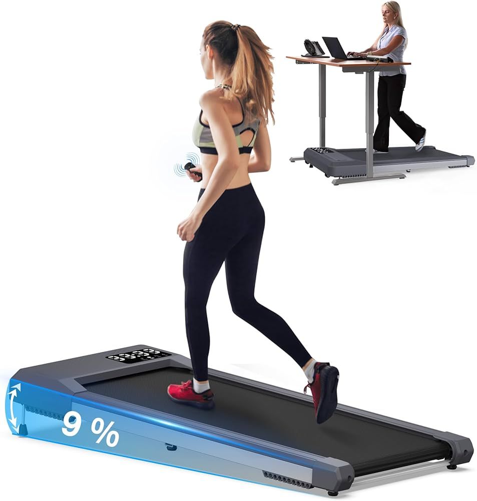 6% Incline Walking Pad Treadmills, Under Desk Treadmill 330lb Capacity for Home Small Space, Mute... | Amazon (US)