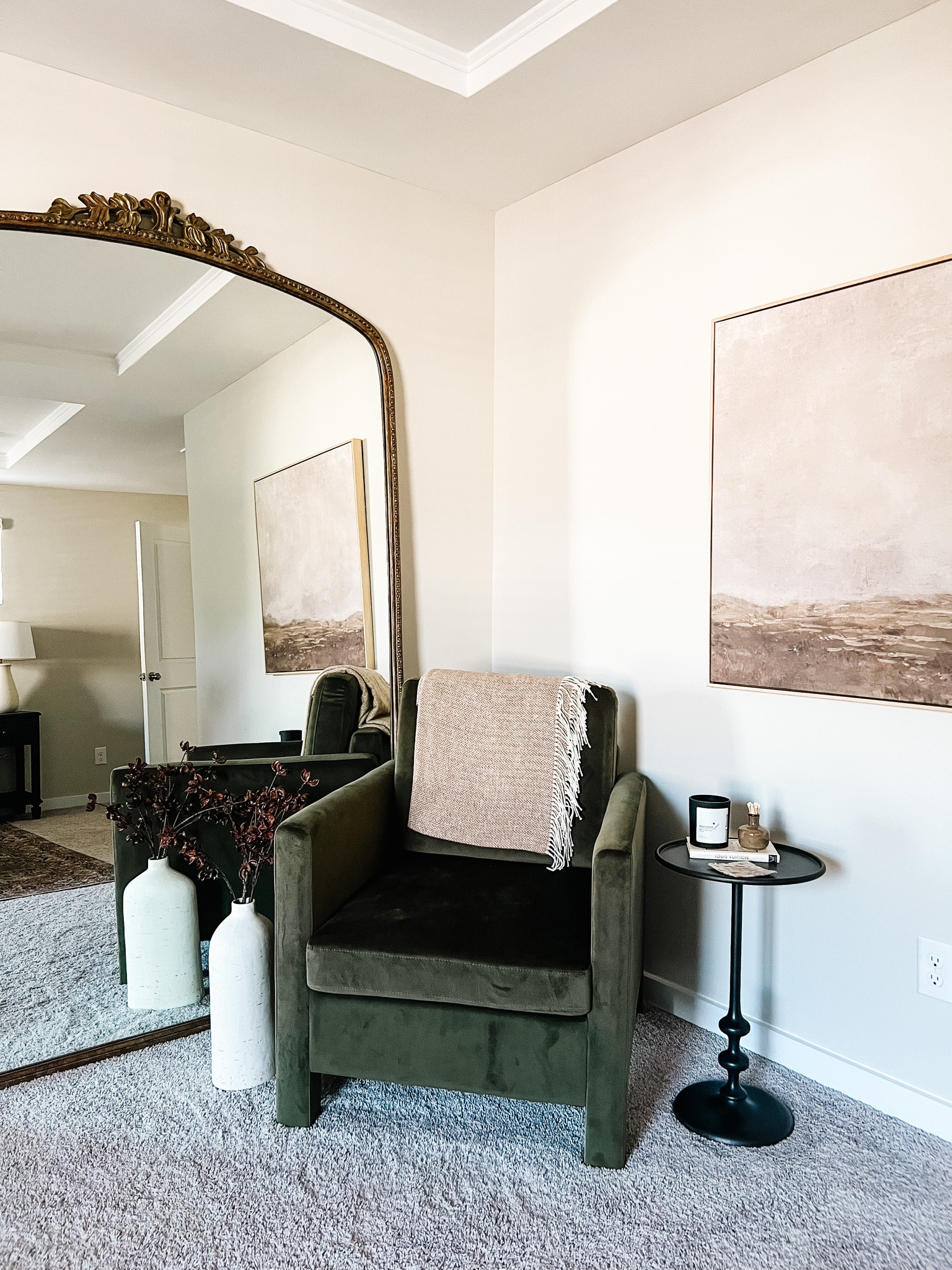 Created the coziest corner in our master bedroom for fall/winter this year. I’m SO EXCITED, I got my
Hands on one of these chairs  - I’ve always wanted a green velvet chair. #target #anthropologiemirror #homedecor #greenvelvet #fallhomedecor #holidayhomedecor #home #interiordesign #designforless



#LTKhome #LTKSeasonal #LTKstyletip