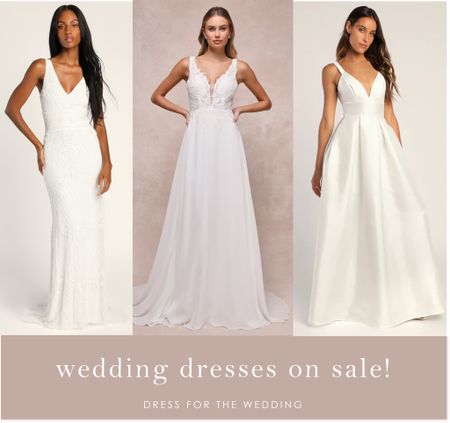 Wedding dresses on sale from Lulus! 20% off dresses with code Dressfest! Save on these dresses for brides perfect for second look, vow renewal dress, elopement, destination wedding dresses, simple wedding, city hall wedding engagement photo outfit and more! Ball gown wedding dress, white sequin dress, lace wedding dress wedding dress with pockets 

#LTKsalealert #LTKwedding #LTKfindsunder100