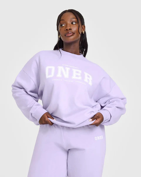 Mid Weight Sweatshirt With Printed Logo 
 Lavender Purple | Oner Active (UK / US)