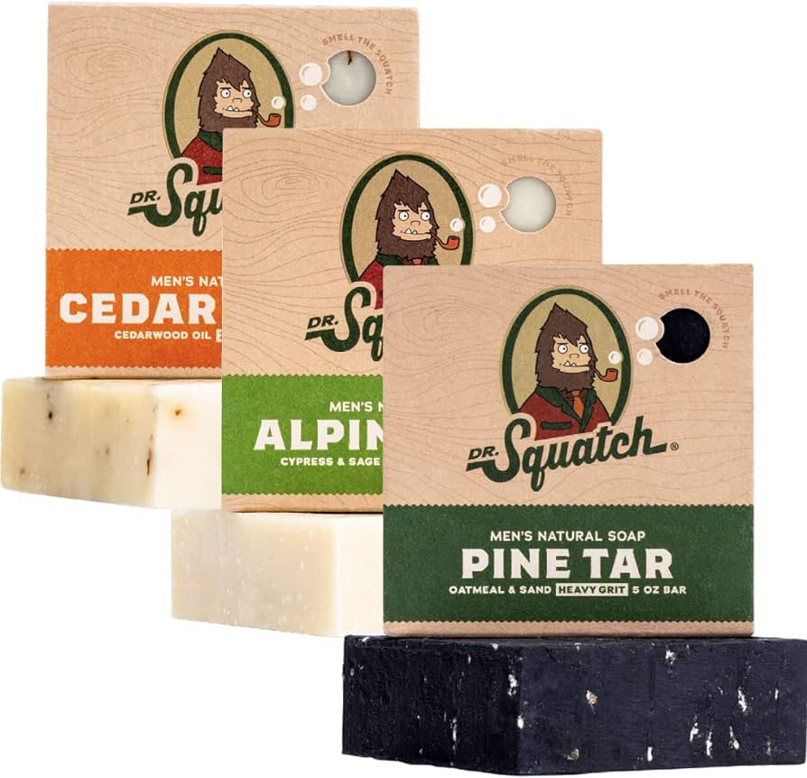 Dr. Squatch All Natural Bar Soap for Men, 3 Bar Variety Pack, Pine Tar, Cedar Citrus and Alpine S... | Amazon (US)