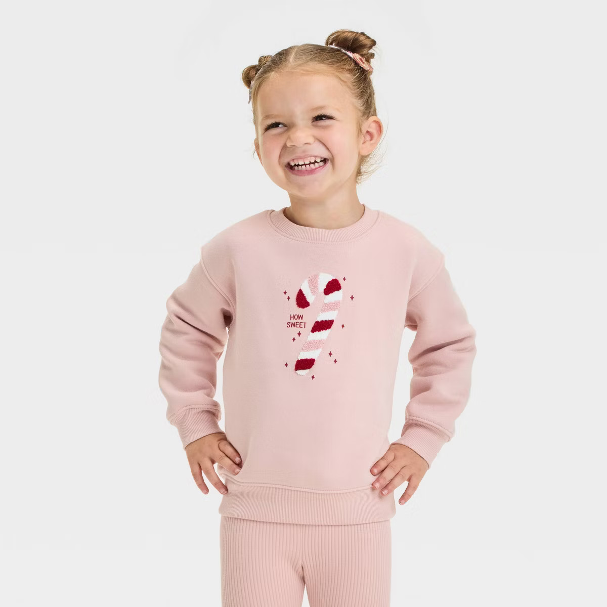 Toddler Girls' Christmas Fleece Sweatshirt - Cat & Jack™ Dark Red 4T | Target