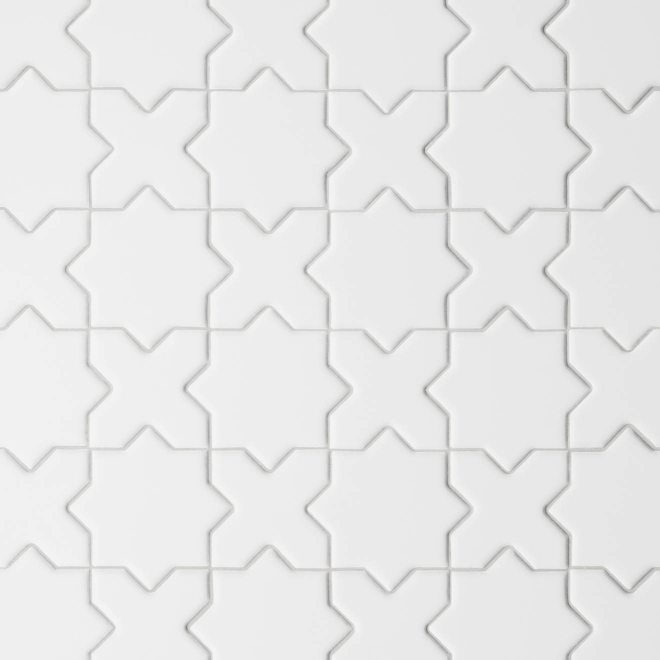 Le Cafe 2" x 2" Cross & Star Matte Porcelain Mosaic Tile in White | Bedrosians Tile and Stone