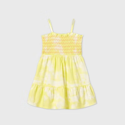Toddler Girls' Tank Top Smocked Tie-Dye Dress - art class™ Yellow | Target