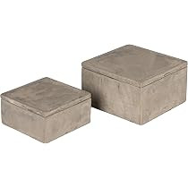 Bloomingville Contemporary Cement Boxes with Lids, Grey, Set of 2 | Amazon (US)