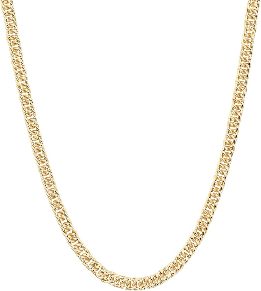 PAVOI 14K Gold Plated Curb Paperclip Box Sphere Bead Snake and Figaro Chain Adjustable Necklace | Amazon (US)