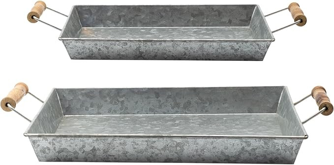 AuldHome Design Galvanized Farmhouse Trays (Set of 2, Small & Medium); Farmhouse Decor Rectangula... | Amazon (US)
