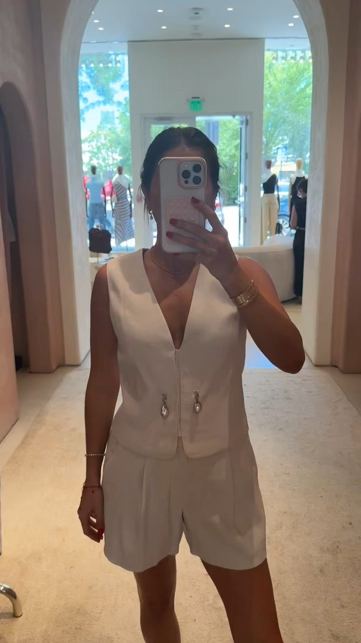 I am loving this vest! 🤍 Obsessed with these linen shorts and the pearl details on the vest. 

 #LTKStyleTip