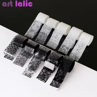 10 Rolls 2.5*60cm New Black White Lace Transfer Foil Nail Art Sexy Full Wraps Flower Glue Adhesive DIY Manicure Styling Tools | AliExpress (US)