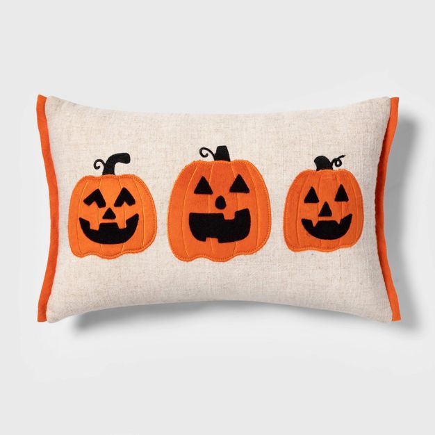 Pumpkin Lumbar Throw Pillow Ivory/Orange - Hyde &#38; EEK! Boutique&#8482; | Target