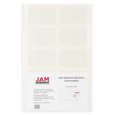 JAM Paper JAM PAPER Self-Adhesive Business Card Holders, 2 x 3-1/2, Clear, 10 Label Pockets/Pack | Lowe's