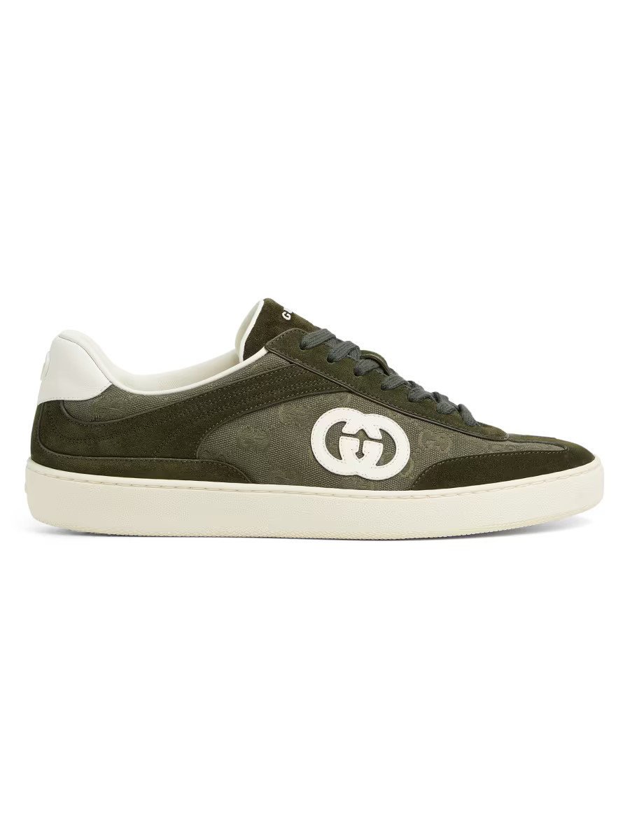 GG Suede & Canvas Low-Top Sneakers | Saks Fifth Avenue