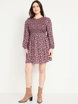 Fit & Flare Long-Sleeve Mini Dress | Old Navy (US)