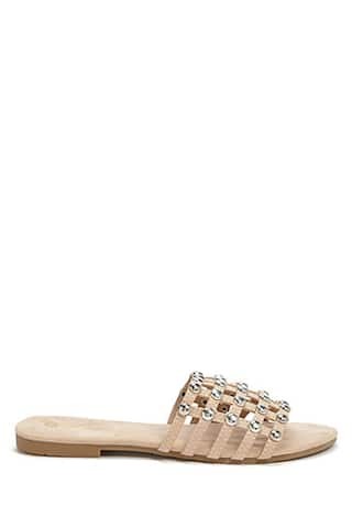 Faux Suede Studded Caged Slides | Forever 21 (US)