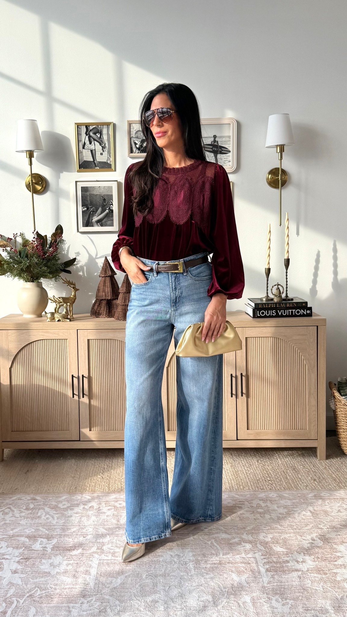 The perfect casual style for the holidays. This anthro look for less is a 20/10!!  
Wearing a small in top and a 2 long denim 


#LTKCyberWeek #LTKU #LTKOver40