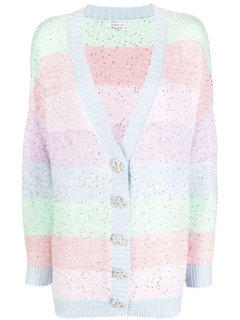 Olivia Rubin Mika stripe-print Knit Cardigan - Farfetch | Farfetch Global