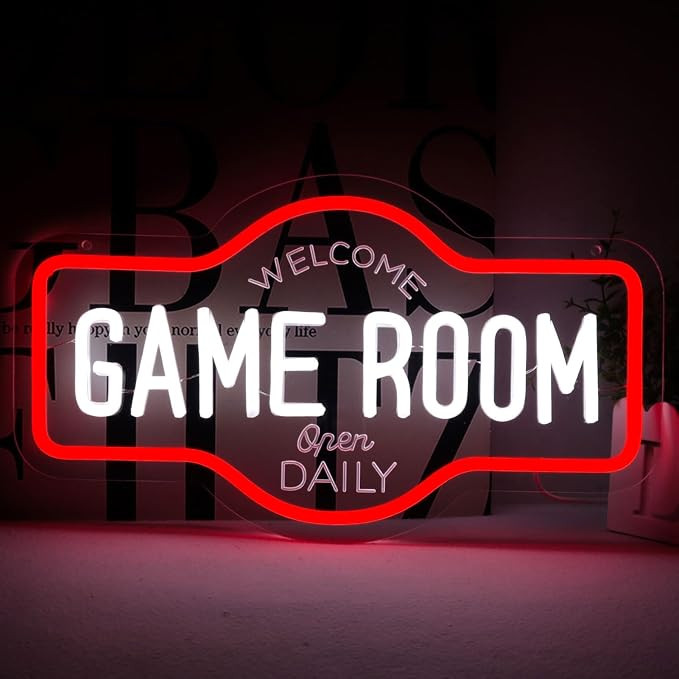 Game Room Neon Sign, Welcome Game Room Open Daily Neon Lights Wall Decor for Internet Cafe, Gamin... | Amazon (US)