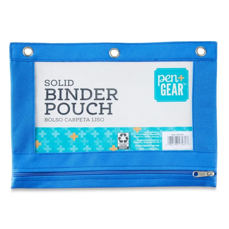 Pen + Gear Solid Binder Pouch, Blue, 10.25” x 7.25” | Walmart (US)