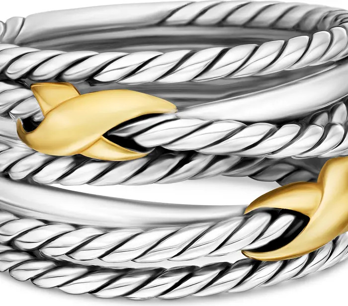 Double X Crossover Ring in Sterling Silver with 18K Yellow Gold, 13mm | Nordstrom