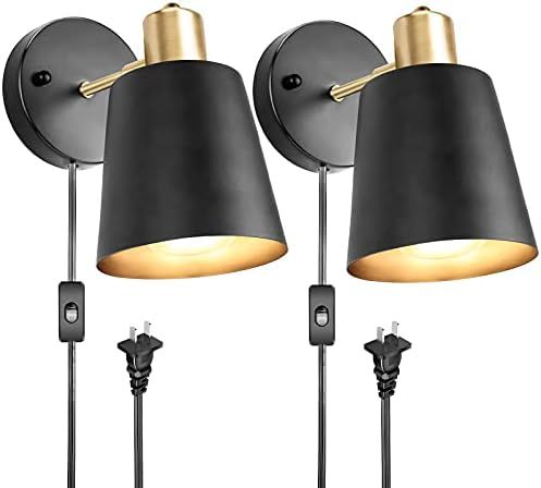 Plug in Wall Sconces, Wall Mounted Lamps with Plug in Cord Metal Vintage Industrial Wall Light Fi... | Amazon (US)