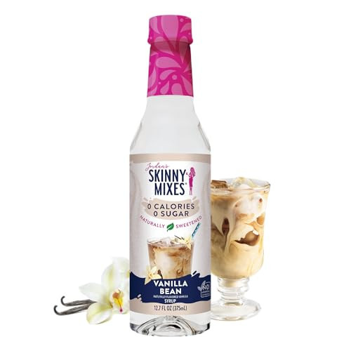 Jordan's Skinny Mixes Sugar Free Coffee Syrup, Vanilla Bean Coffee Flavoring Syrup, Naturally Sweetened Zero Calorie Drink Mix, Lattes, Baking, Protein Shake, Cocktail, Dairy & Gluten Free, 12.7 Fl Oz | Amazon (US)