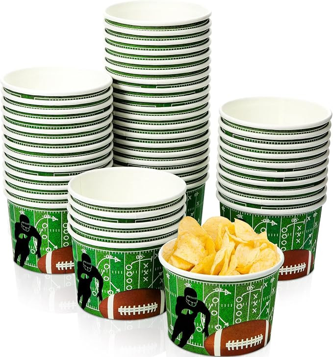 CHENGU Football Snack Bowl Paper Game Day Football Bowls Party Supplies Football Ball Serving Bow... | Amazon (US)