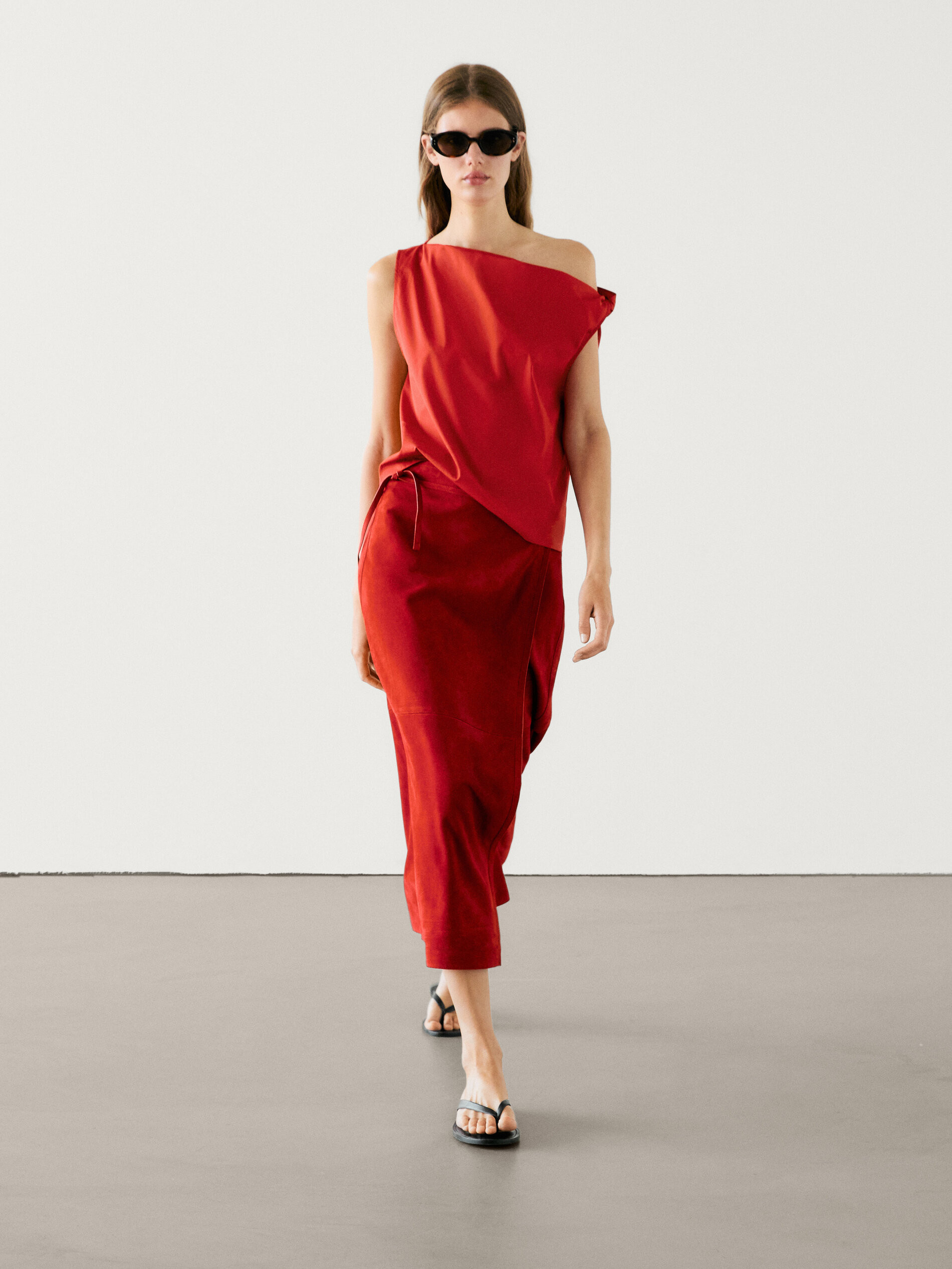 Cotton off-the-shoulder top | Massimo Dutti UK