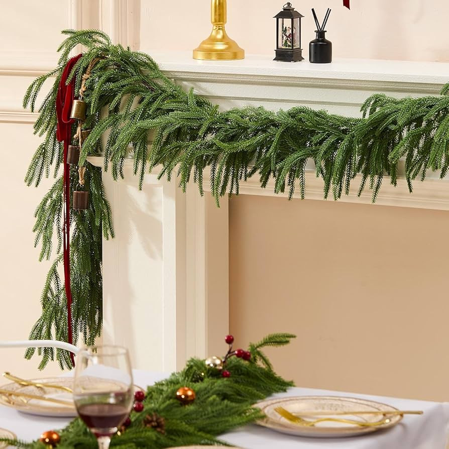 Faux Norfolk Pine Christmas Garland – Real Touch Greenery Artificial Cedar Christmas Garland fo... | Amazon (US)
