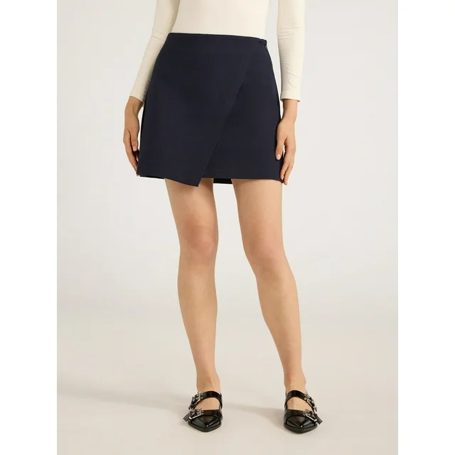 Scoop Women's Fold Over Ponte Mini Skirt, Sizes XS-XXL | Walmart (US)