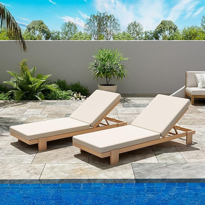 Christopher Knight Home Duska Acacia Wood Chaise Lounge Chair Set of 2, Patio Outdoor Chaise Loun... | Amazon (US)