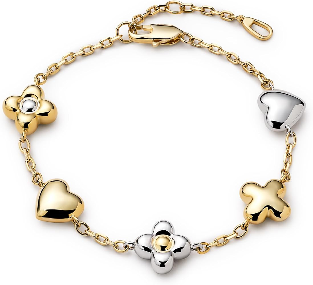 Ana Luisa Gold Bracelets for Women - Sterling Silver, 14K Gold Plated Dainty Chain with Pearl, He... | Amazon (US)