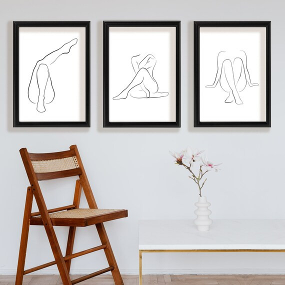 Female Body Artsilhouette Art Set Minimalist Drawings Set | Etsy | Etsy (US)