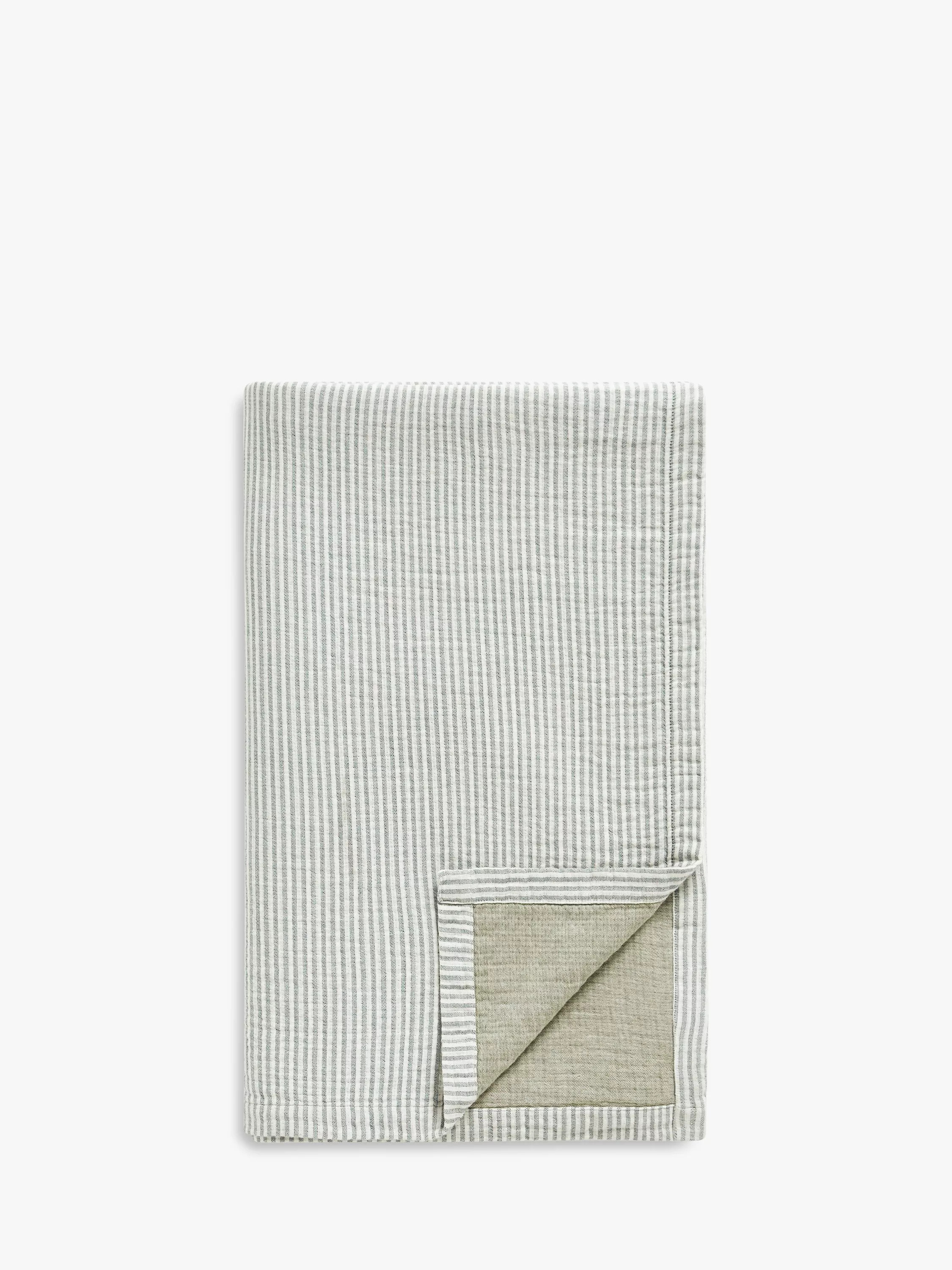 Pencil Stripe Cotton Reversible Bedspread, Avocado | John Lewis (UK)