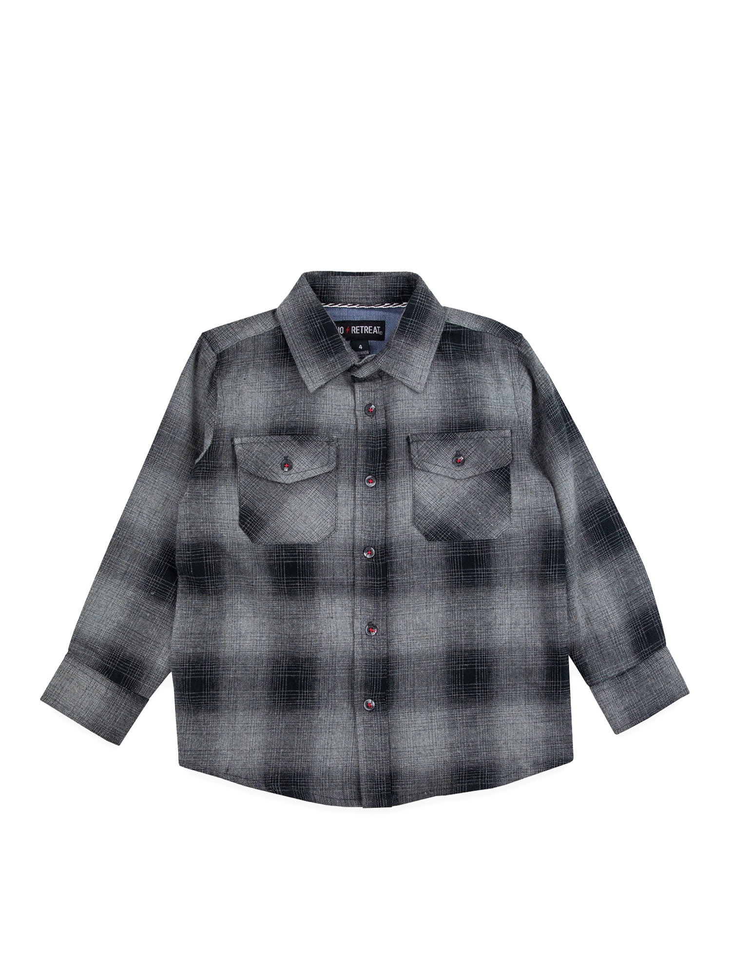 No Retreat Boys Long Sleeve Flannel Shirt, Sizes 4-16 - Walmart.com | Walmart (US)