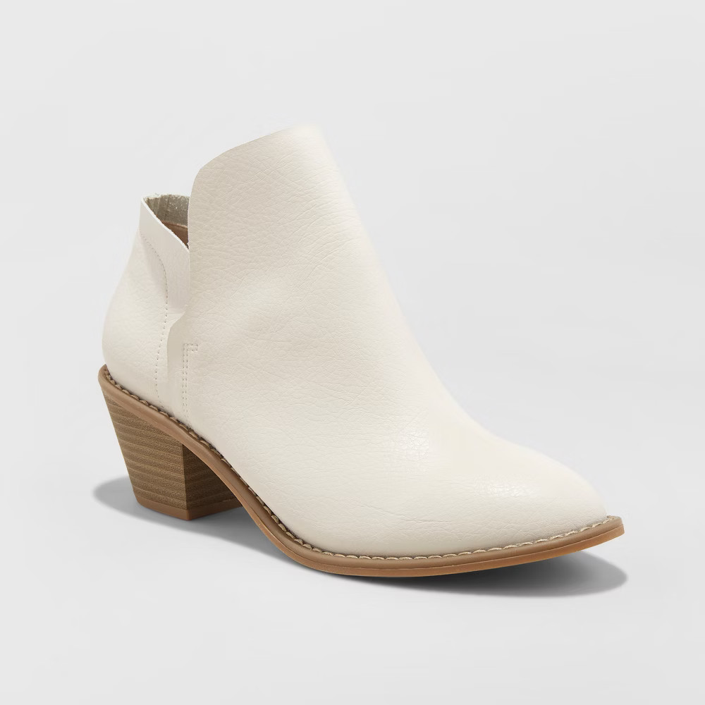 Women's Indie Heeled Wide Width Booties - Universal Thread White 10W, Size: 10 Wide | Target