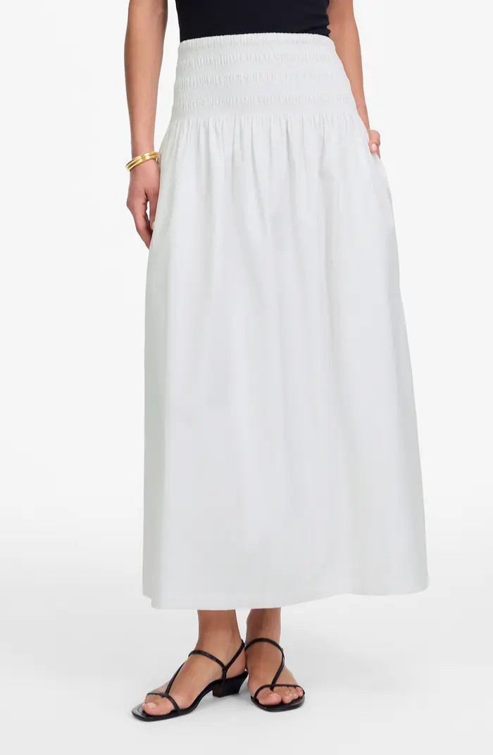 Madewell Smocked Waist Cotton Poplin Midi Skirt | Nordstrom | Nordstrom