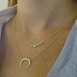 Necklace for Women Dainty Handmade 14K Gold Fill Carved New Circle Full Round Wafer Waning Waxing... | Amazon (US)