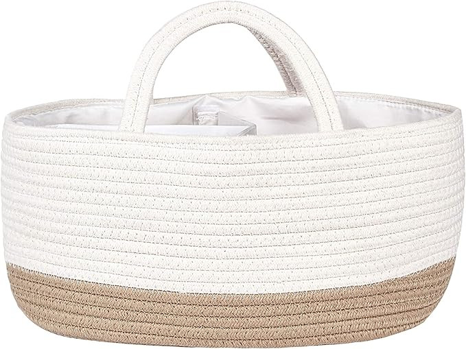 Mila Millie Baby Large Cotton Rope Diaper Caddy,Organizer Storage Bin for Nursery Essentials,100%... | Amazon (US)