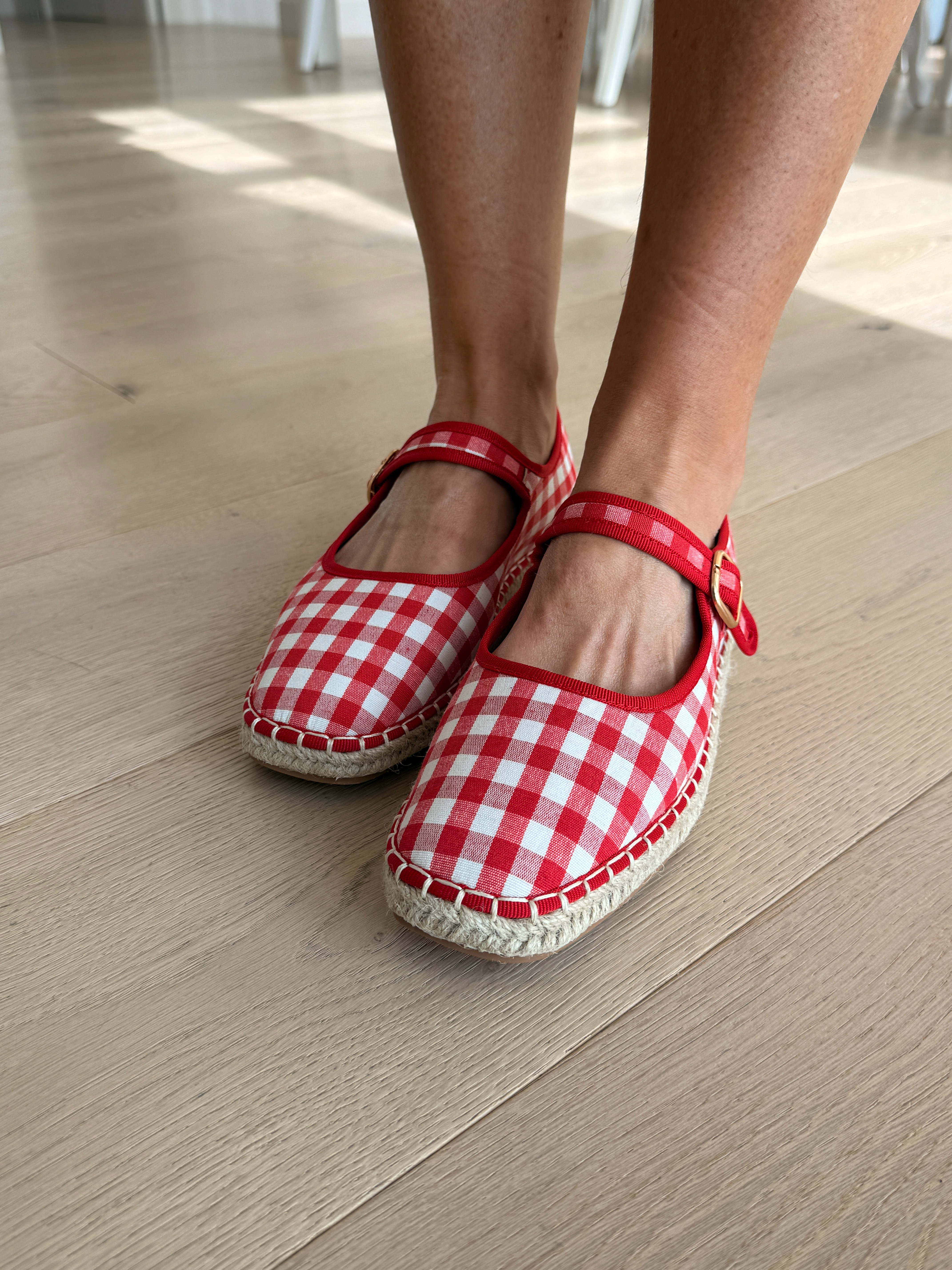 Red Gingham Mary Jane Espadrilles for Summer.  

 #LTKootd #LTKSeasonal #LTKOver40
