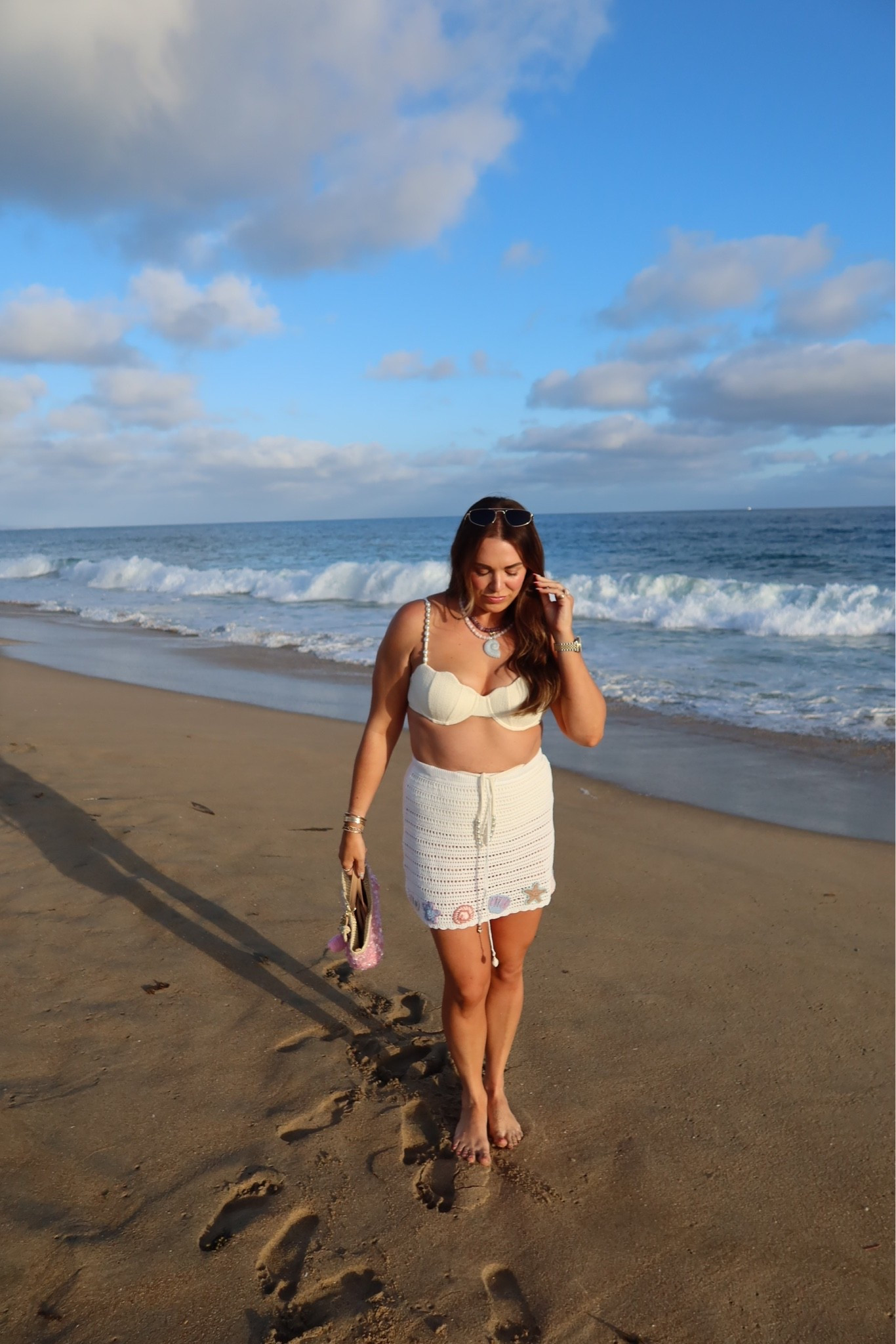 curvy midsize mermaid beach swim look! wearing size large in seashell bikini top and medium in bottoms and large in crochet seashell skirt 🌊☀️🐚

#LTKSwim #LTKMidsize #LTKTravel