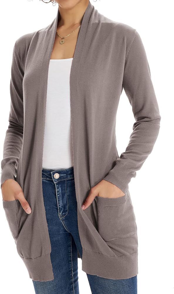 GRACE KARIN Women Lightweight Cardigan Sweaters with Pocket Long Sleeve Shrugs | Amazon (US)