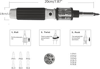 Professional Autoloader- 6-in-1 Multi-Bit Ratcheting Screwdriver SL3- SL4 SL6 PH1 PH2 PH3- Hand R... | Amazon (US)