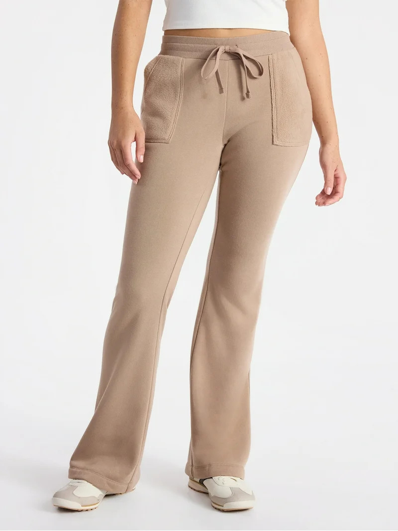No Boundaries Fleece Flare Leg Pants, 32.5'' Inseam, Women's | Walmart (US)