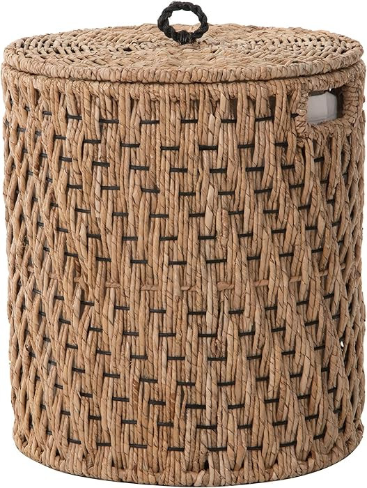 Round Sea Grass Laundry Basket with Removable Liner and Lid with Handle - Handwoven Seagrass in C... | Amazon (US)